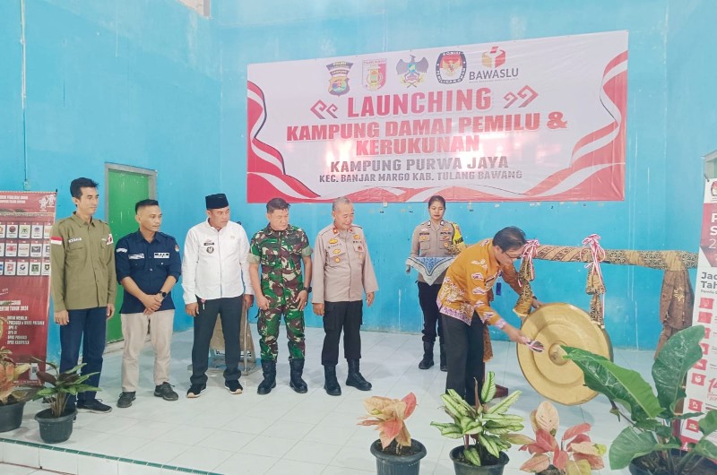 Polres Tuba Polda Lampung kembali mendeklarasikan delapan Kampung Damai Pemilu. (Foto: Ist)